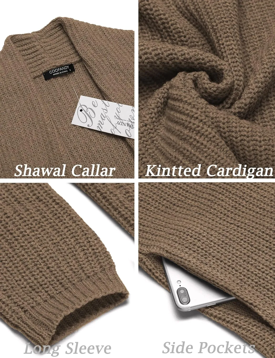 COOFANDY Mens Shawl Collar Long Cardigan Knit Ruffle Fashion Sweater Drape Cape