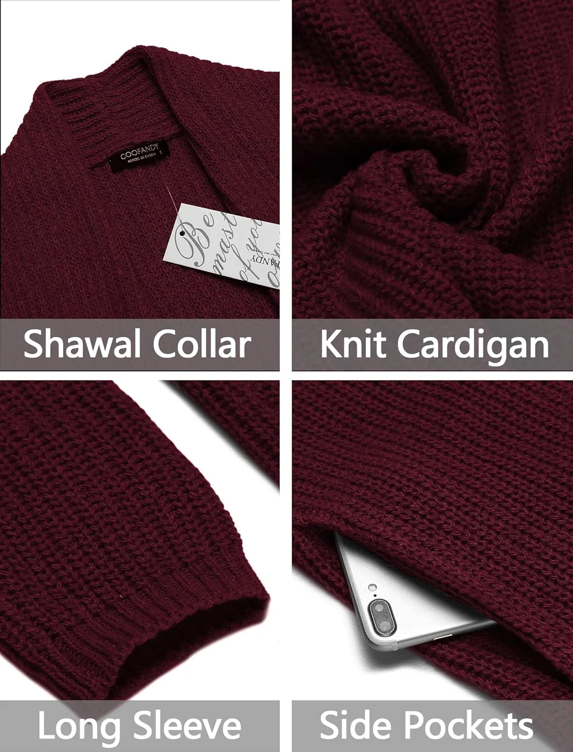 COOFANDY Mens Shawl Collar Long Cardigan Knit Ruffle Fashion Sweater Drape Cape