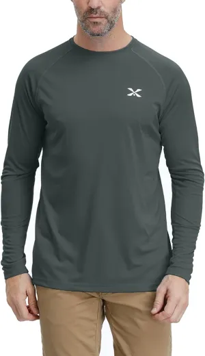 Corna Men's Long Sleeve Crew Neck T-Shirt Moisture Wicking Performance Athletic Shirts Quick Dry UPF 50 