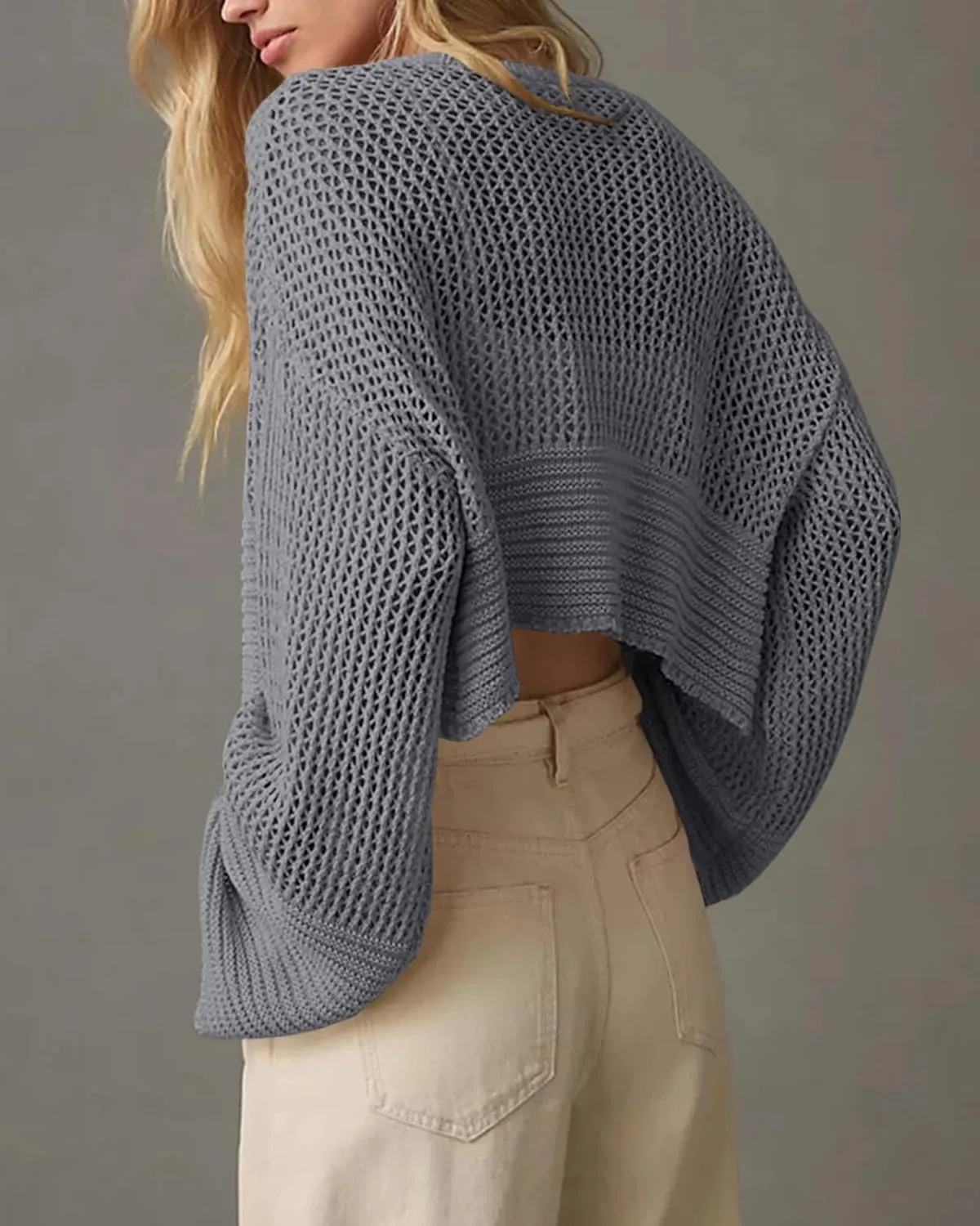 Cropped Cardigan Sweaters for Women Kimonos Boho Lightweight Summer Open Front Knit Cardigan Outerwear