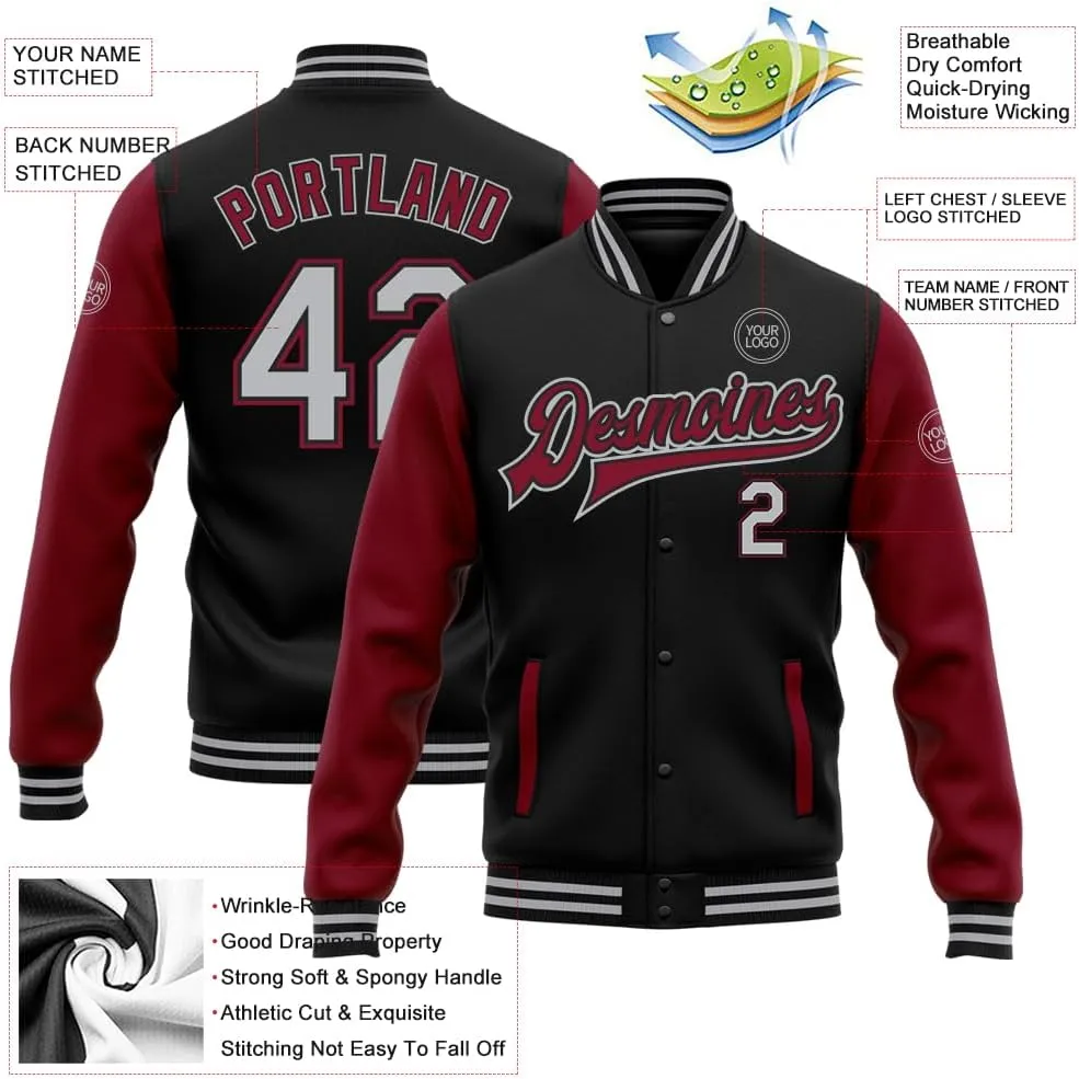 Custom Men Varsity Leather Sleeve Jacket Personalized Baseball Letterman Jackets Unisex Coats Stitched Name Number
