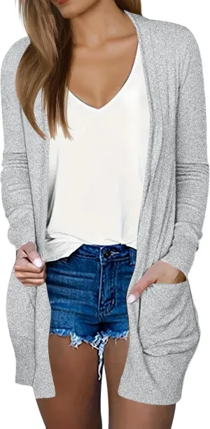 DB MOON Womens Long Cardigan 2025 Fall Lightweight Long Sleeve 0pen Front Sweater with Pockets