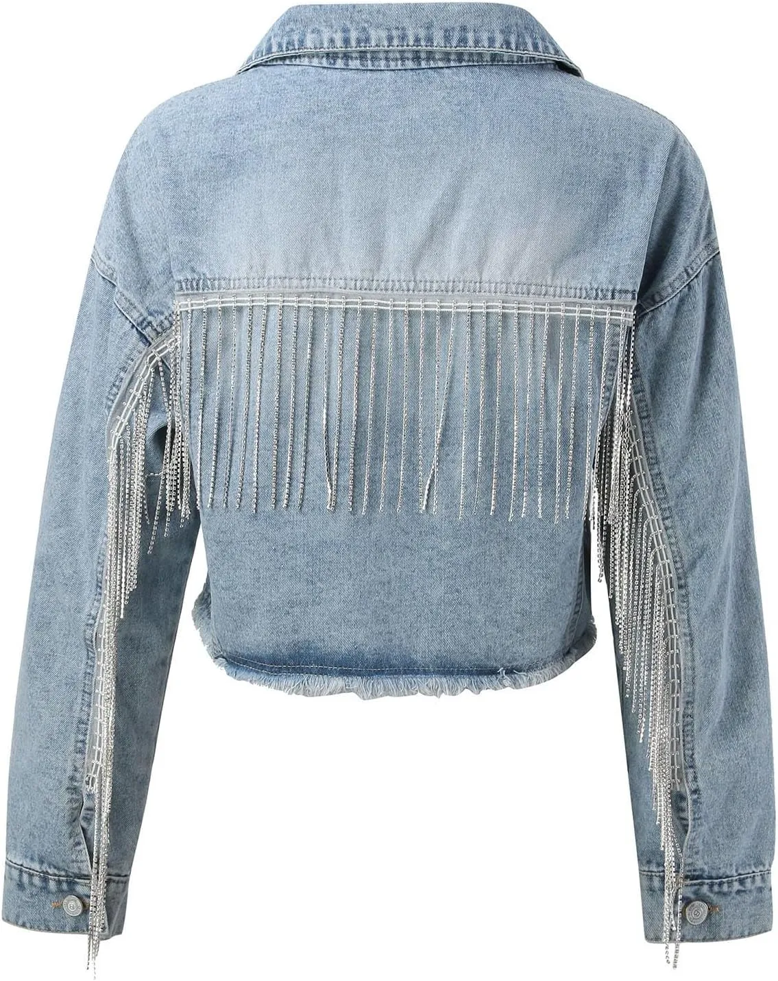 Denim Jackets For Women Womens Casual Jacket Loose Pocket Button Tassel Denim Jacket Fall Jackets For Women