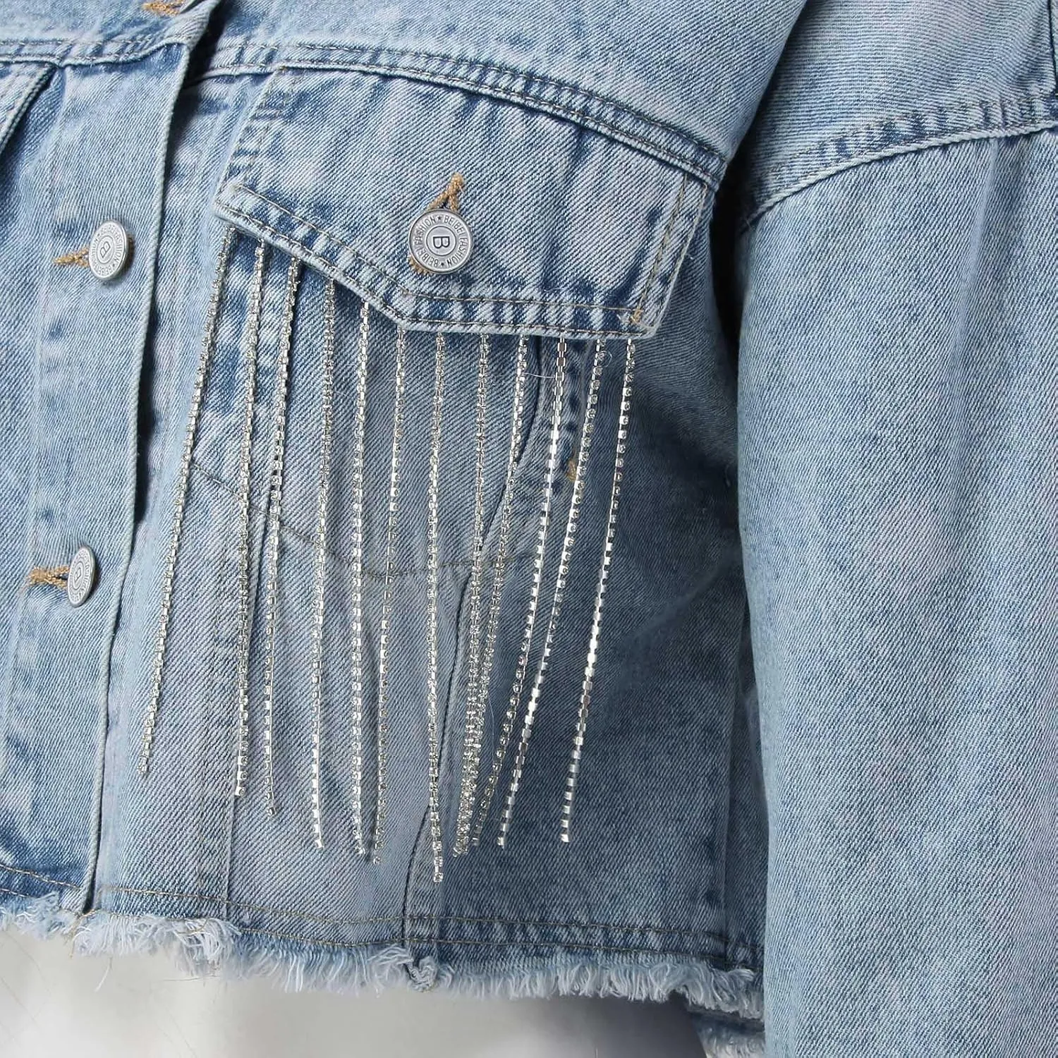 Denim Jackets For Women Womens Casual Jacket Loose Pocket Button Tassel Denim Jacket Fall Jackets For Women