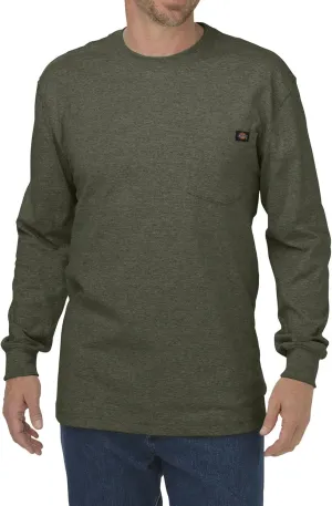 Dickies mens Long Sleeve Heavyweight Crew Neck T Shirt, Moss Green, Medium US