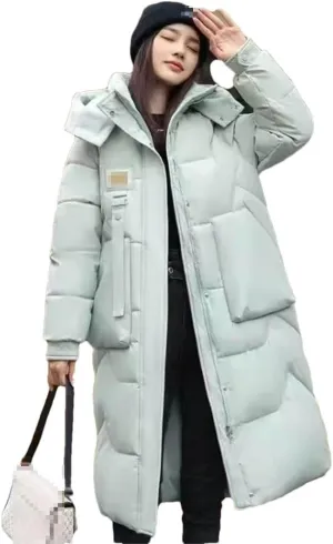 Down Padded Jacket Women's Winter Clothing Style Loose Cotton-Padded Coat Mid-Length Padded Jacket Bread Coat