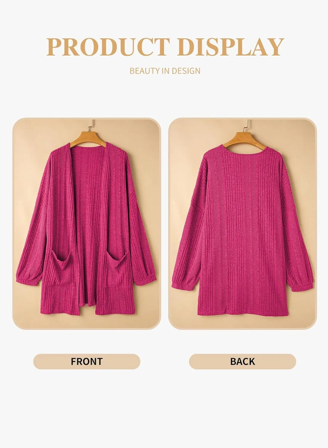 Eytino Womens Plus Size Cardigan Long Sleeve Open Front Casual Knit Sweaters with Pockets Loose Outwear(1X-5X)