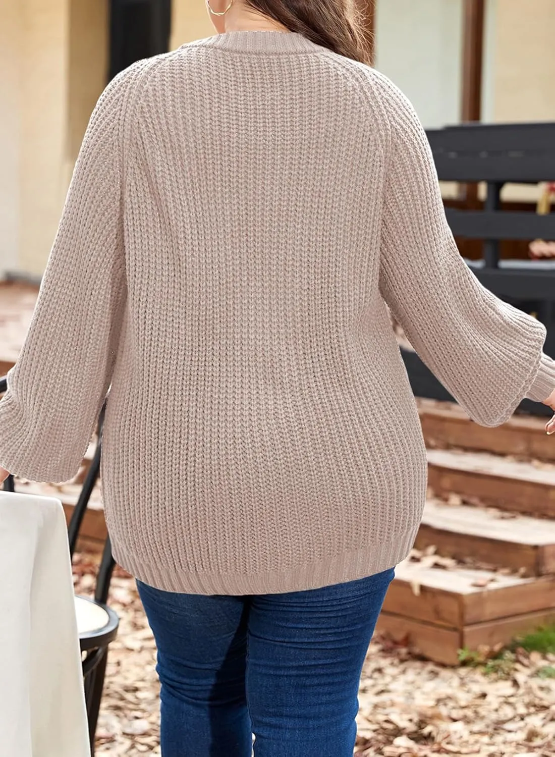 Eytino Womens Plus Size Cardigan Sweater Long Sleeve Button Down Chunky Knit Open Front Cardigans Outwear(1X-5X)
