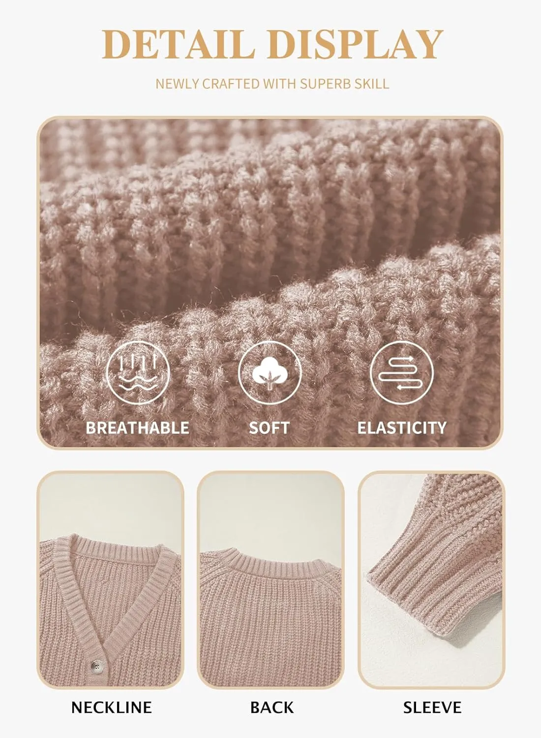 Eytino Womens Plus Size Cardigan Sweater Long Sleeve Button Down Chunky Knit Open Front Cardigans Outwear(1X-5X)
