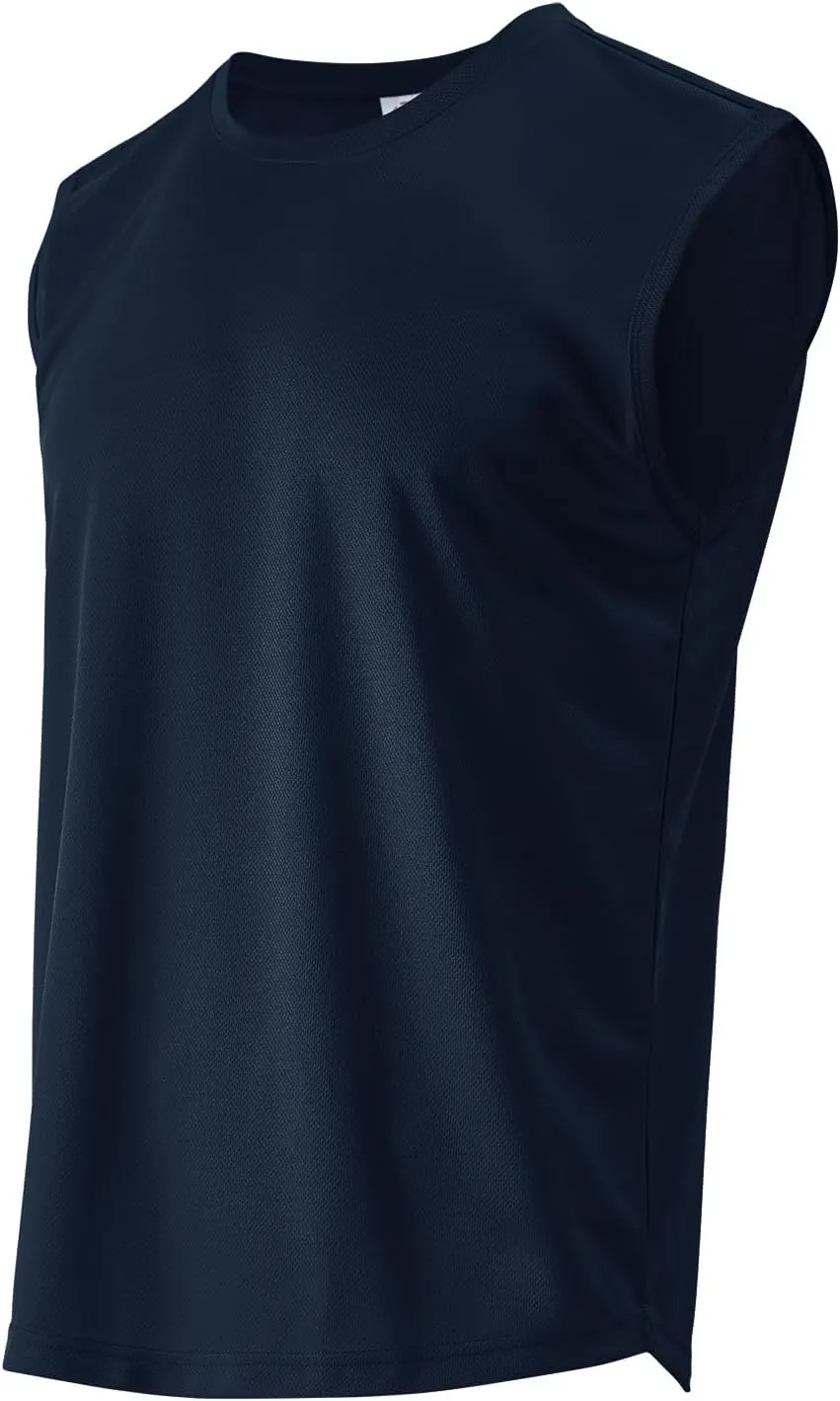 Facitisu Men Sleeveless Shirts Athletic Tank Tops Pack Muscle Tee Workout Quick Dry Gym Shirts