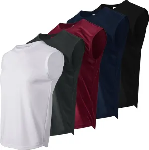 Facitisu Men Sleeveless Shirts Athletic Tank Tops Pack Muscle Tee Workout Quick Dry Gym Shirts