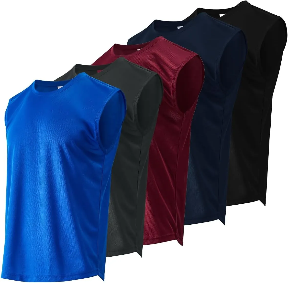 Facitisu Men Sleeveless Shirts Athletic Tank Tops Pack Muscle Tee Workout Quick Dry Gym Shirts