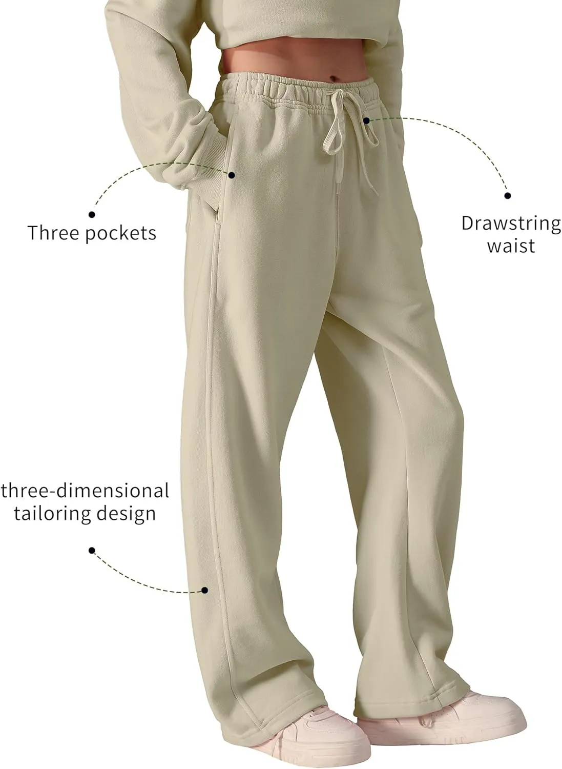 FAIABLE Women's Sweatpants Wide Leg - Super Soft Sweat Pants Fleece Baggy Joggers with Pockets, Drawstring & Relaxed Fit