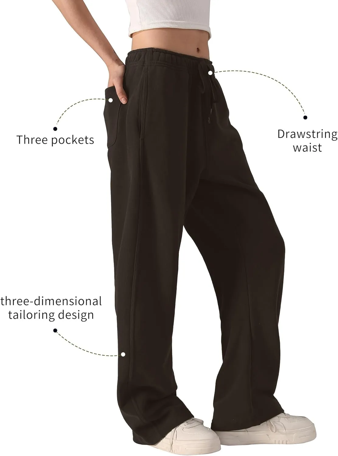 FAIABLE Women's Sweatpants Wide Leg - Super Soft Sweat Pants Fleece Baggy Joggers with Pockets, Drawstring & Relaxed Fit