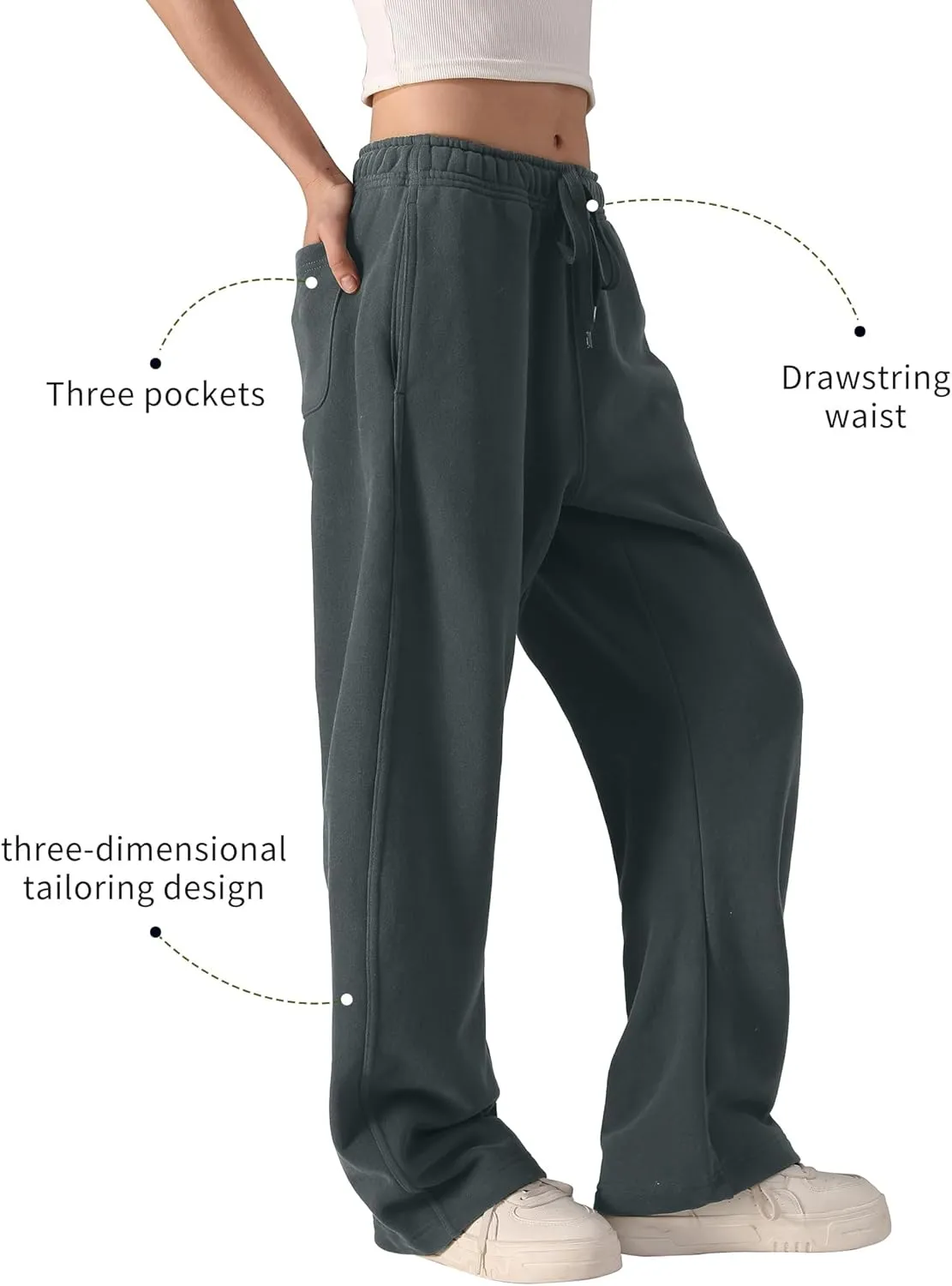 FAIABLE Women's Sweatpants Wide Leg - Super Soft Sweat Pants Fleece Baggy Joggers with Pockets, Drawstring & Relaxed Fit
