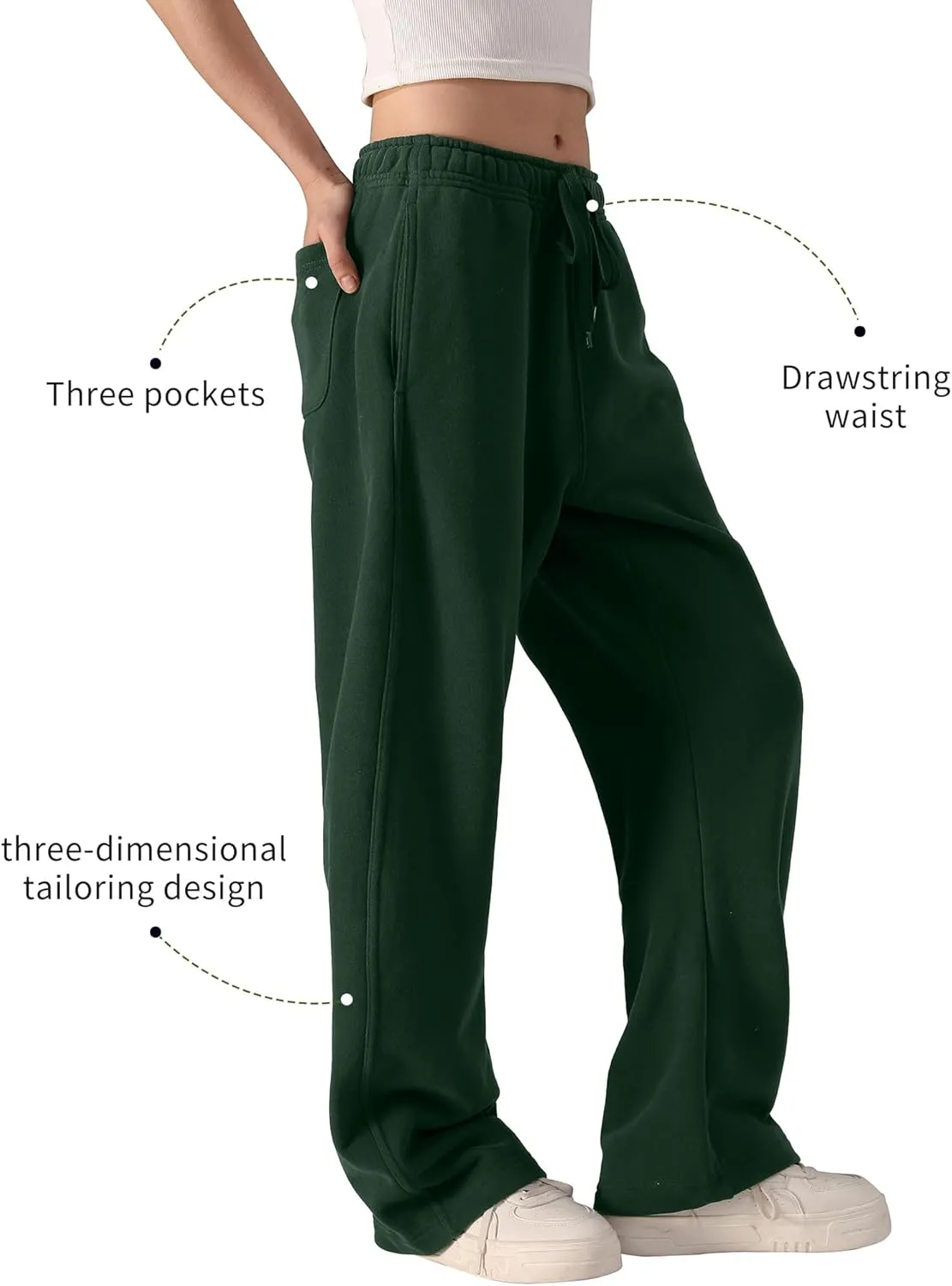 FAIABLE Women's Sweatpants Wide Leg - Super Soft Sweat Pants Fleece Baggy Joggers with Pockets, Drawstring & Relaxed Fit