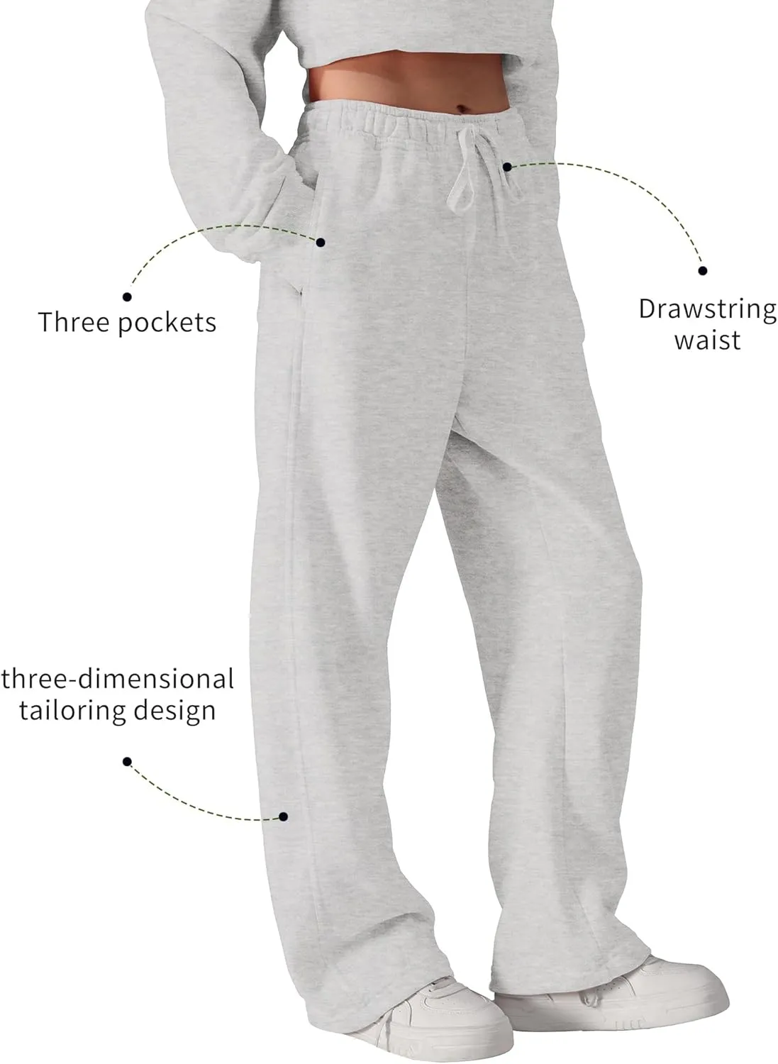 FAIABLE Women's Sweatpants Wide Leg - Super Soft Sweat Pants Fleece Baggy Joggers with Pockets, Drawstring & Relaxed Fit