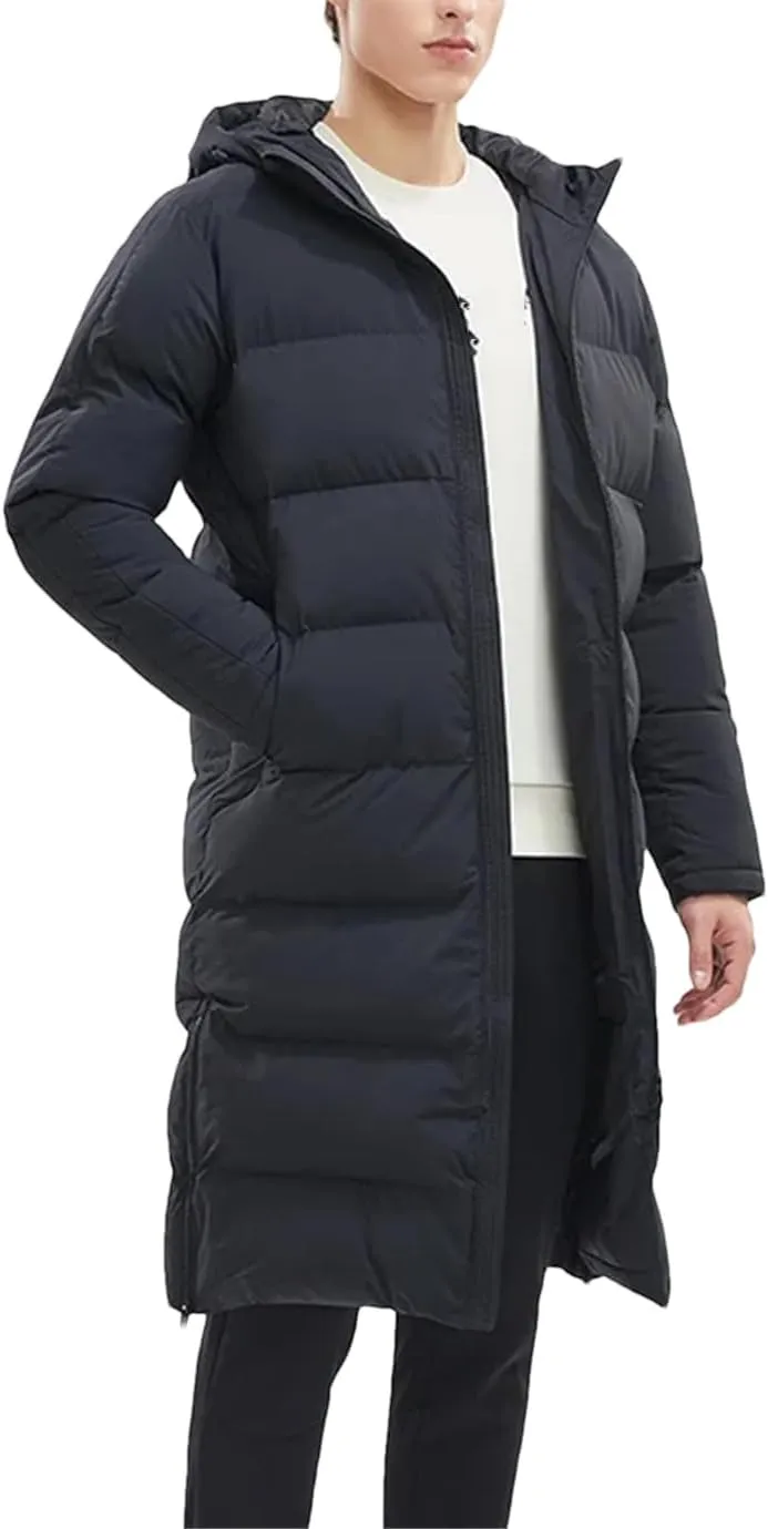 Fjnbbiot Men Winter Jacket Long Solid Sports Training Coat Warm Cotton Padded Winter Coat