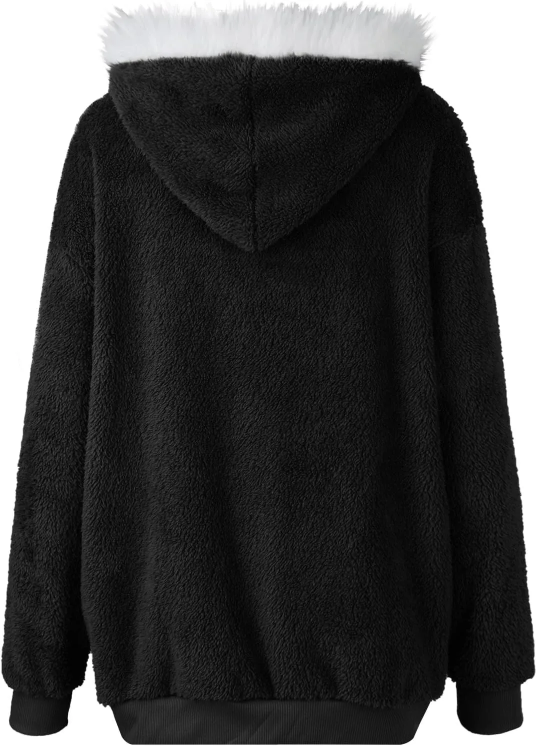 Fleece Jackets for Women 2024 Winter Sherpa Lined Full Zip Hooded Jacket Plus Size Fuzzy Coats with Pockets S-5XL