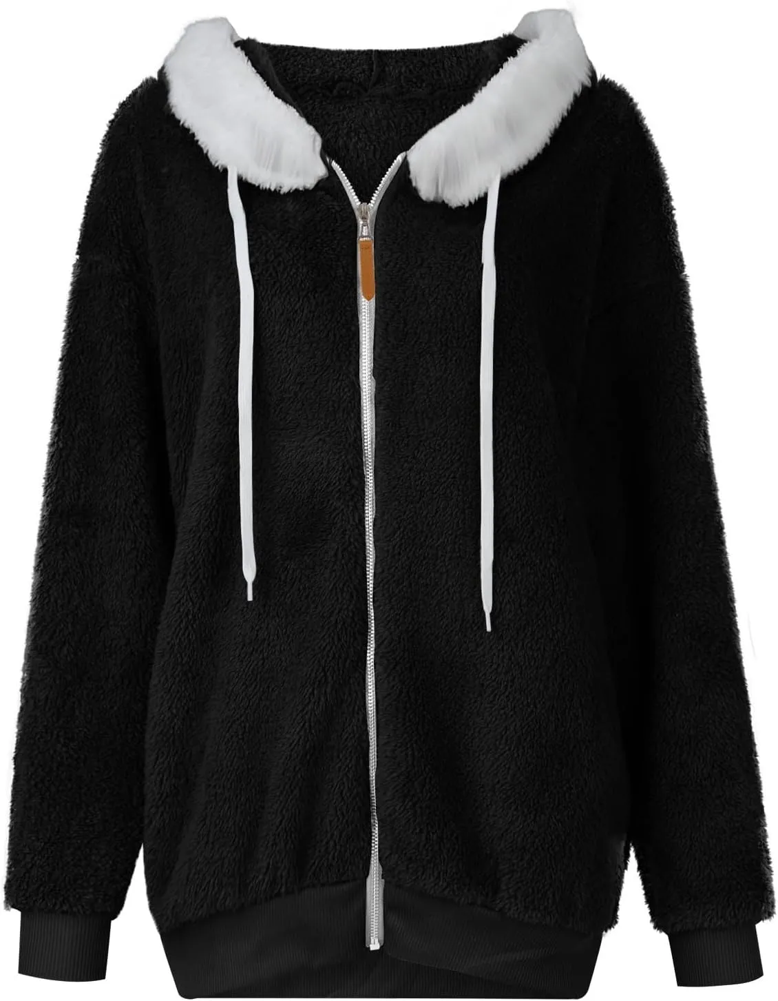 Fleece Jackets for Women 2024 Winter Sherpa Lined Full Zip Hooded Jacket Plus Size Fuzzy Coats with Pockets S-5XL