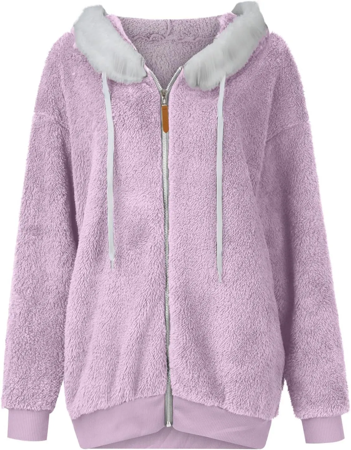 Fleece Jackets for Women 2024 Winter Sherpa Lined Full Zip Hooded Jacket Plus Size Fuzzy Coats with Pockets S-5XL