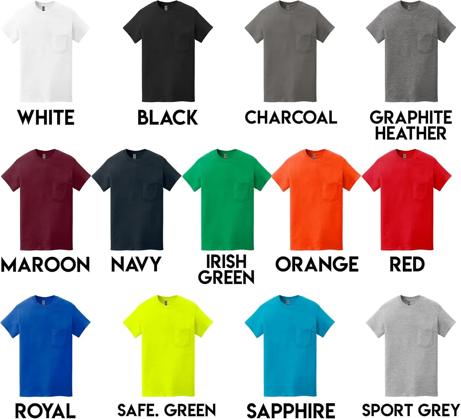 Gildan 5300 Pocket T-Shirts for Men, Bulk Undershirts for Men Multipack - Heavy Cotton Crewneck Pocket Tee Shirts