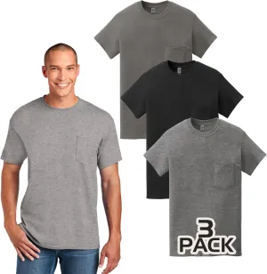 Gildan 5300 Pocket T-Shirts for Men, Bulk Undershirts for Men Multipack - Heavy Cotton Crewneck Pocket Tee Shirts