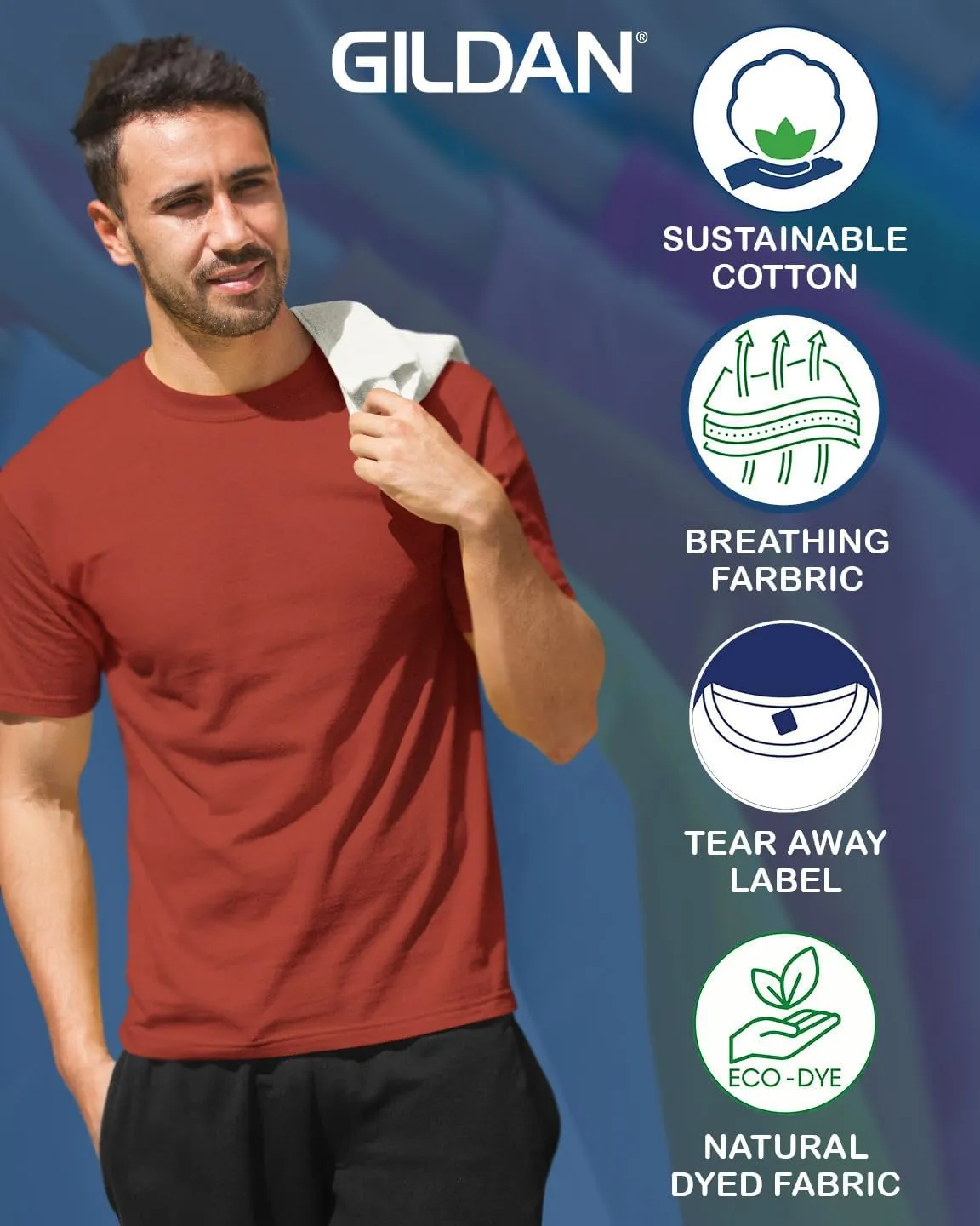 Gildan G500 T-Shirts for Men, Bulk Undershirts for Men Multipack - Create Color Pack 5000 Cotton Crewneck Tee Shirts