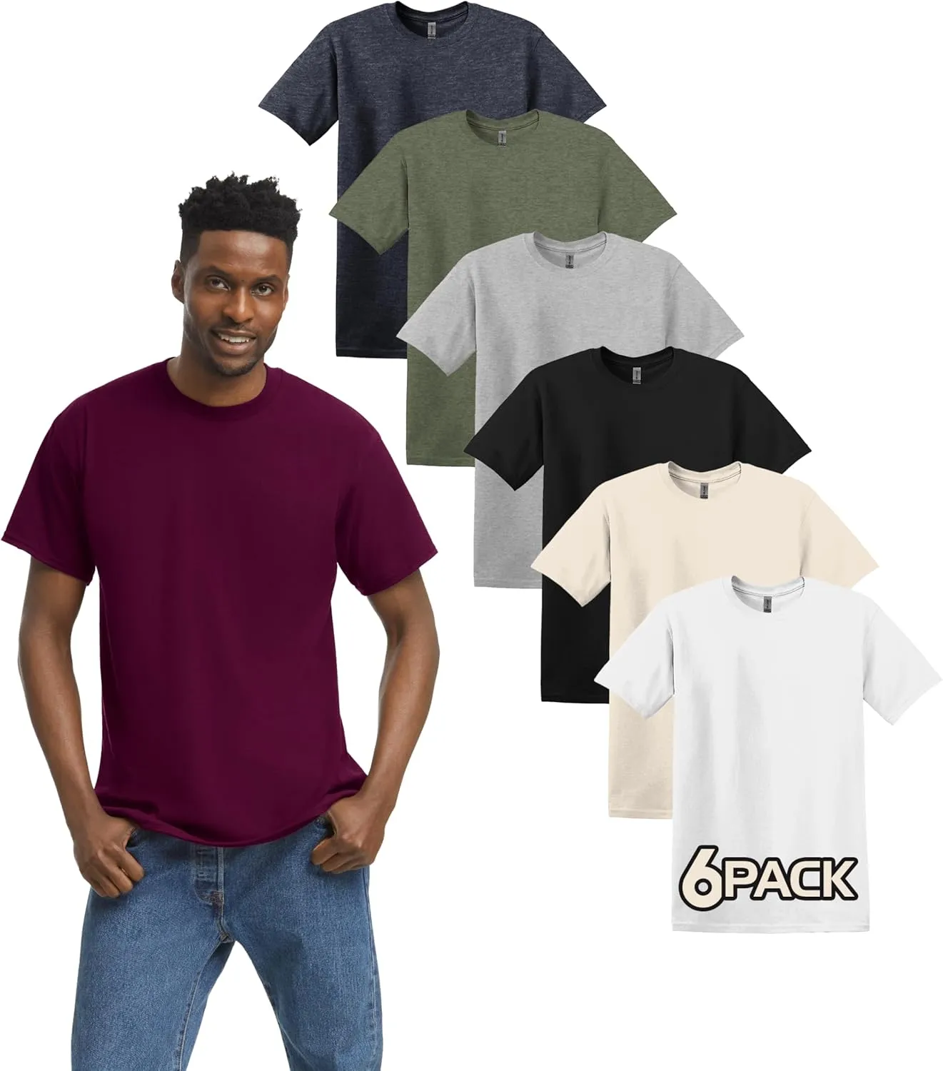 Gildan G500 T-Shirts for Men, Bulk Undershirts for Men Multipack - Create Color Pack 5000 Cotton Crewneck Tee Shirts