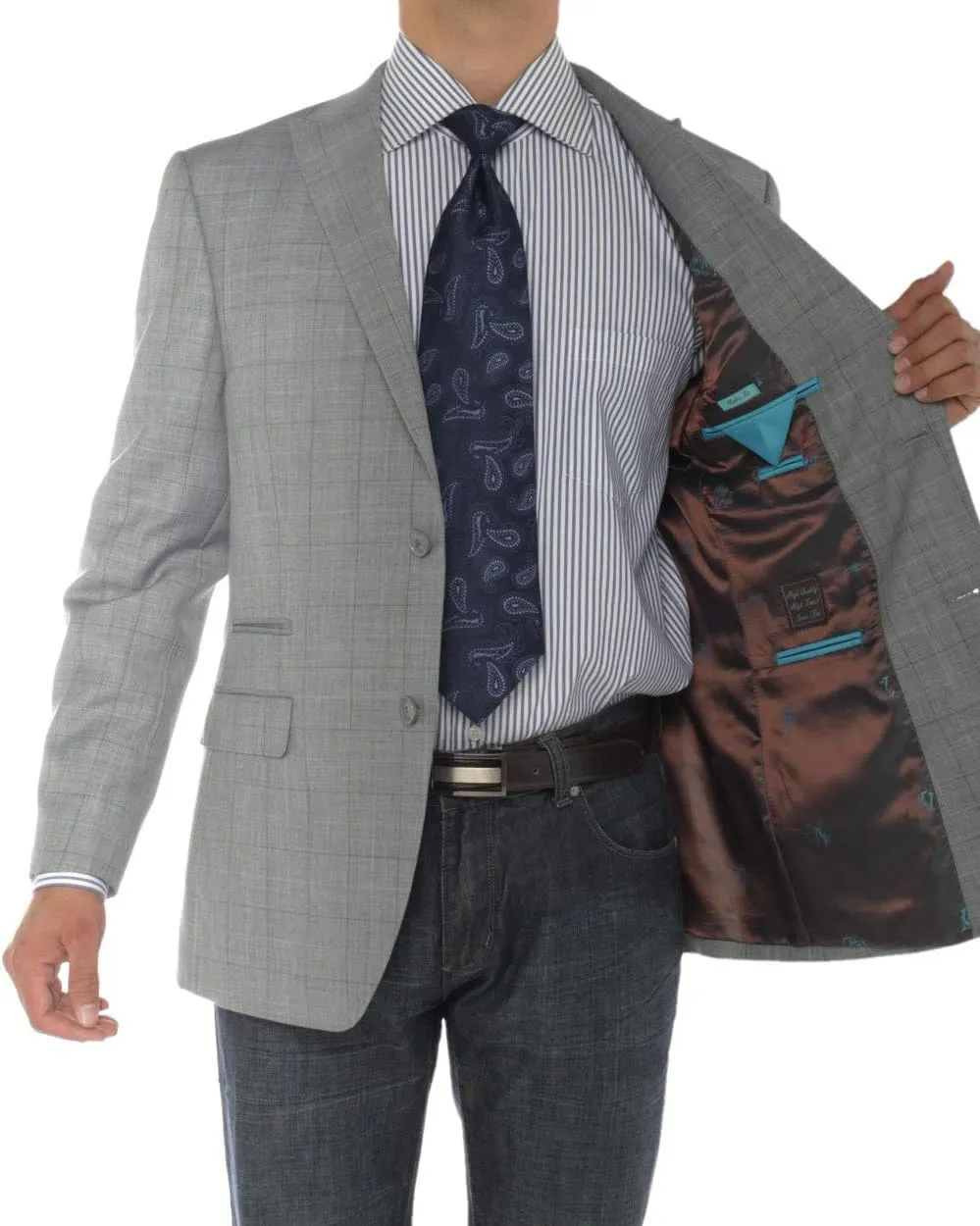 GN Luciano Men's 2 Button Modern Fit Suit Jacket Ticket Pocket Blazer Coat