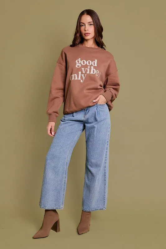 Good Vibes Only Sweatshirt - Brown
