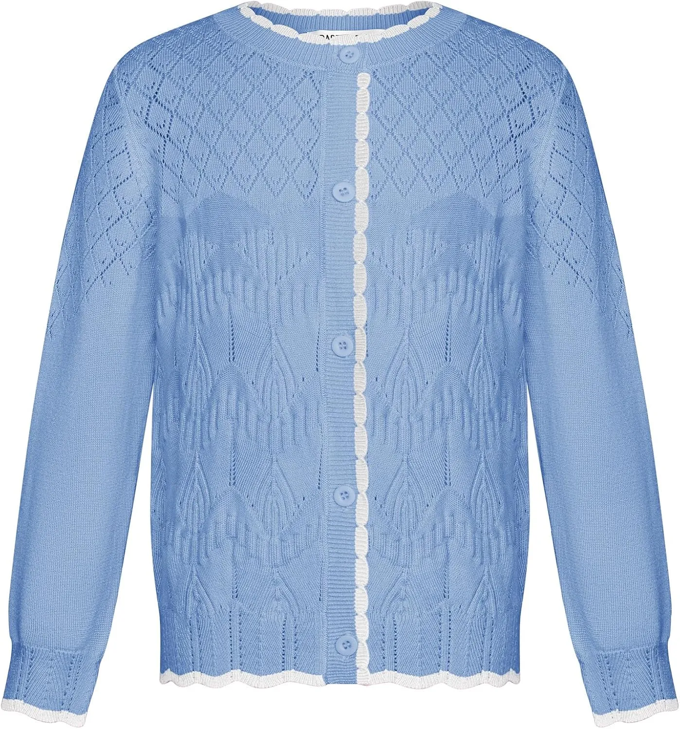 GRACE KARIN Girls Cardigan Sweater Long Sleeve Crewneck Knit School Uniform Sweater for Girls 5-12 Years