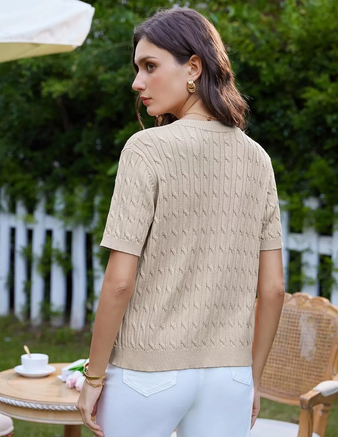 GRACE KARIN Women's Short Sleeve Button Up Summer Cardigan Sweater Y2K Cardigan Jacket (Runs Big, Suggest Size Down)