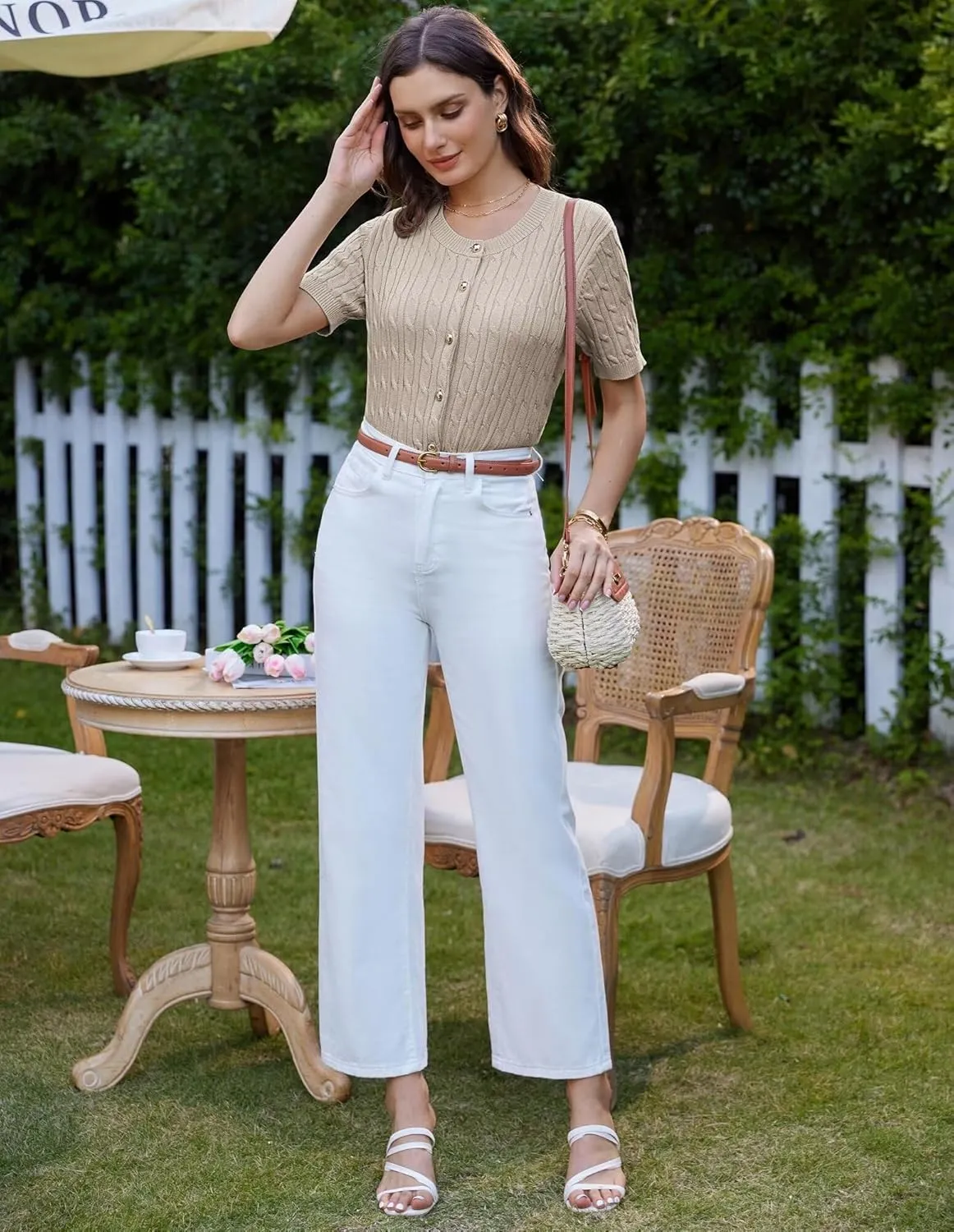 GRACE KARIN Women's Short Sleeve Button Up Summer Cardigan Sweater Y2K Cardigan Jacket (Runs Big, Suggest Size Down)
