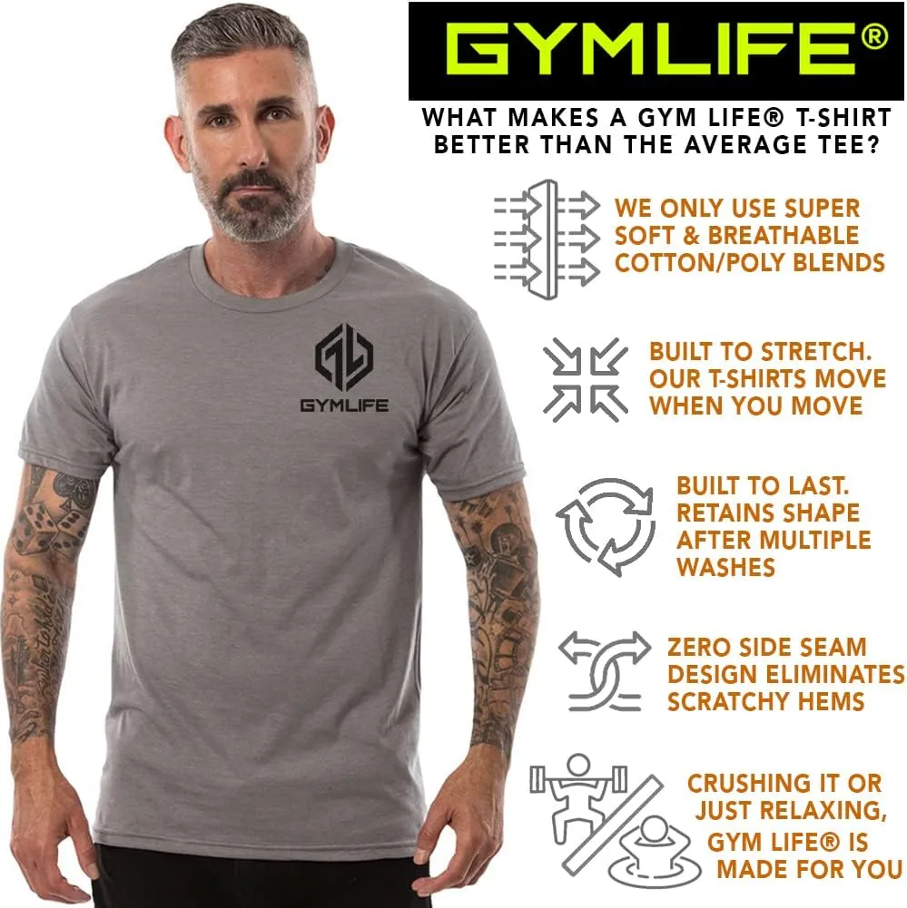Gym Life Men's Power Up Athletic Performance Short Sleeve Workout T-Shirt, Black