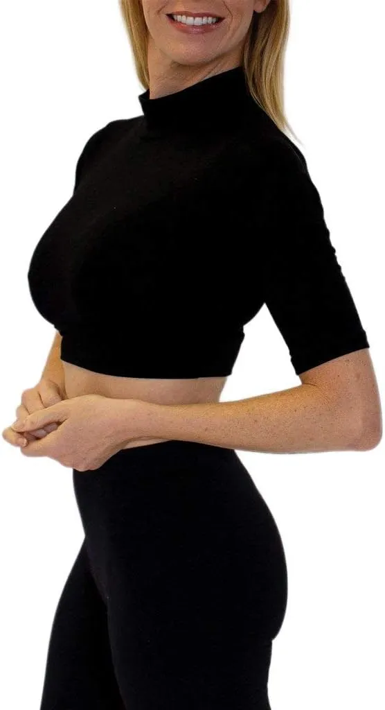 HALFTEE Mock Turtleneck Elbow Sleeve Layering Tee | Crop Tops for Women & Teens | XS-3X