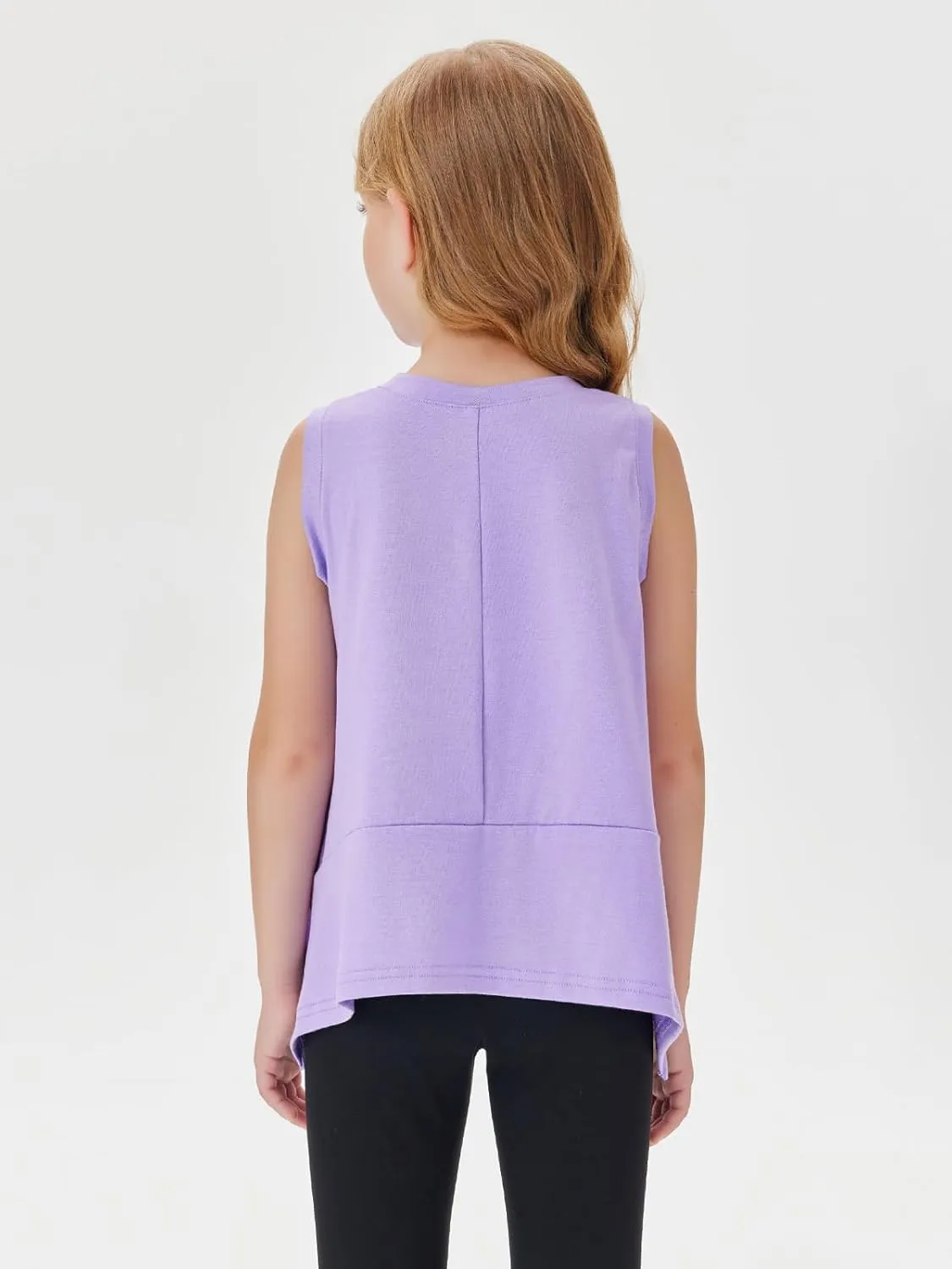 Haloumoning Girls Athletic Tank Top Kids Summer Cute Crop Tops Workout Yoga Sports Shirt 5-14 Years