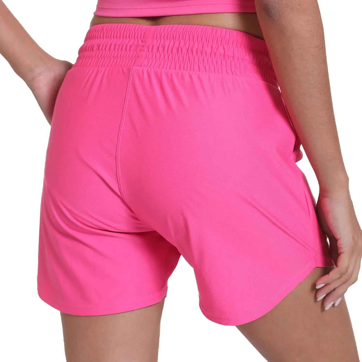 Haowind Workout Shorts for Women with Pockets Mid Waisted Athletic Sport Pants Lightweight Gym Running Shorts with Liner