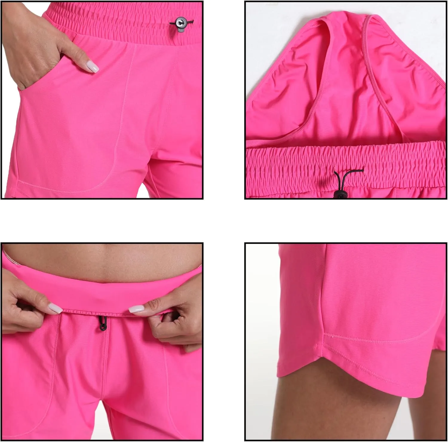 Haowind Workout Shorts for Women with Pockets Mid Waisted Athletic Sport Pants Lightweight Gym Running Shorts with Liner