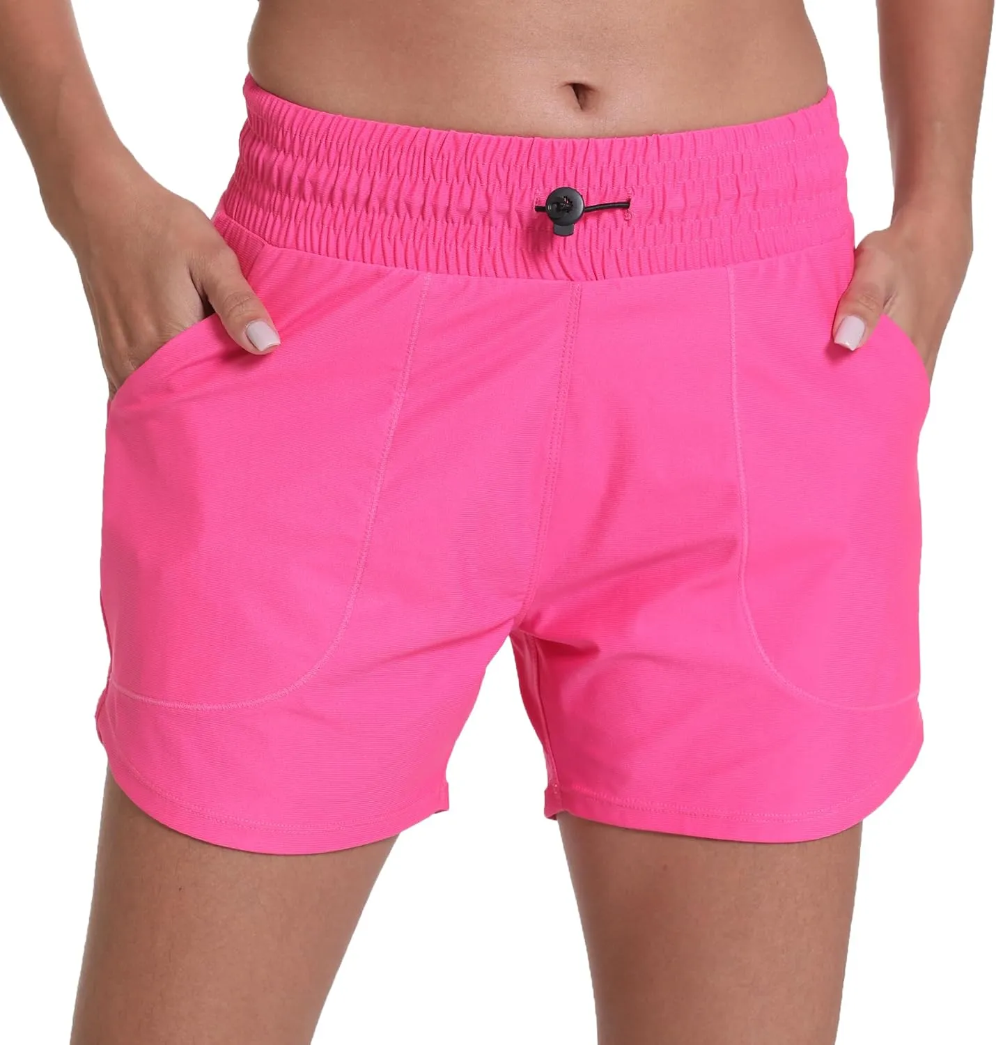 Haowind Workout Shorts for Women with Pockets Mid Waisted Athletic Sport Pants Lightweight Gym Running Shorts with Liner