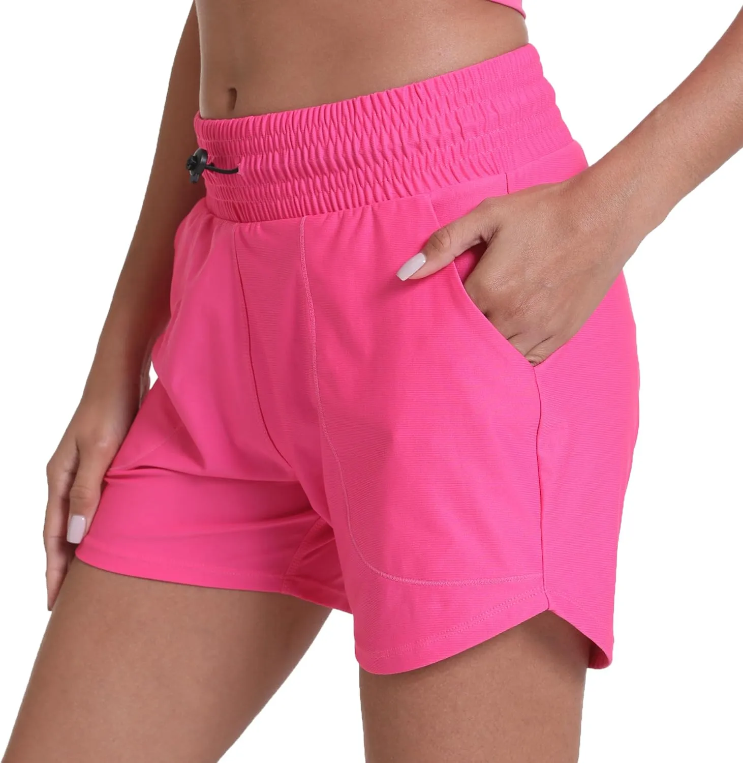 Haowind Workout Shorts for Women with Pockets Mid Waisted Athletic Sport Pants Lightweight Gym Running Shorts with Liner