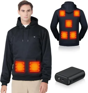 Heated Hoodie for Men with Battery Pack, Electric Heating Sweatshirt, Winter Thermal Pullover Sweater, 20000mAh