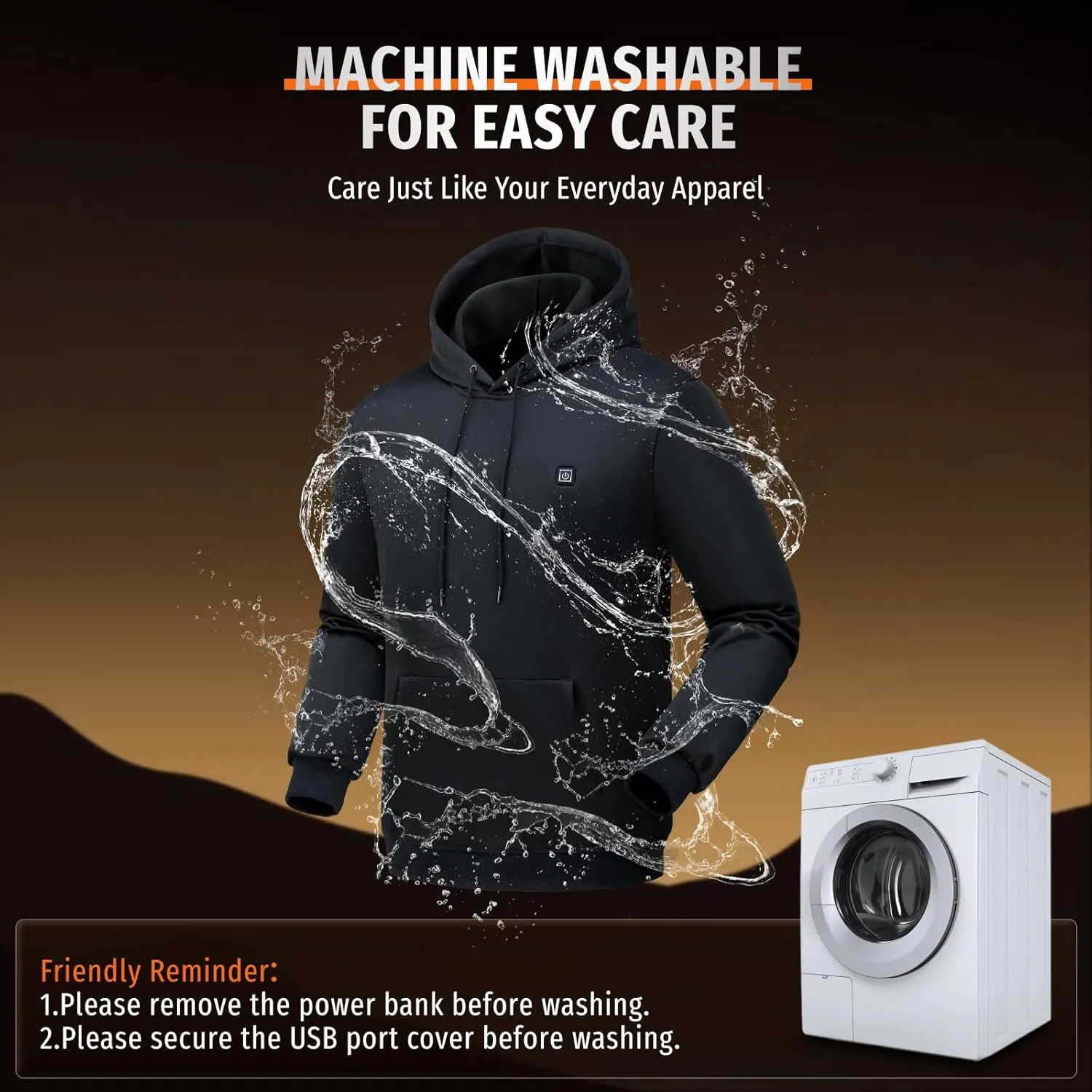 Heated Hoodie for Men with Battery Pack, Electric Heating Sweatshirt, Winter Thermal Pullover Sweater, 20000mAh