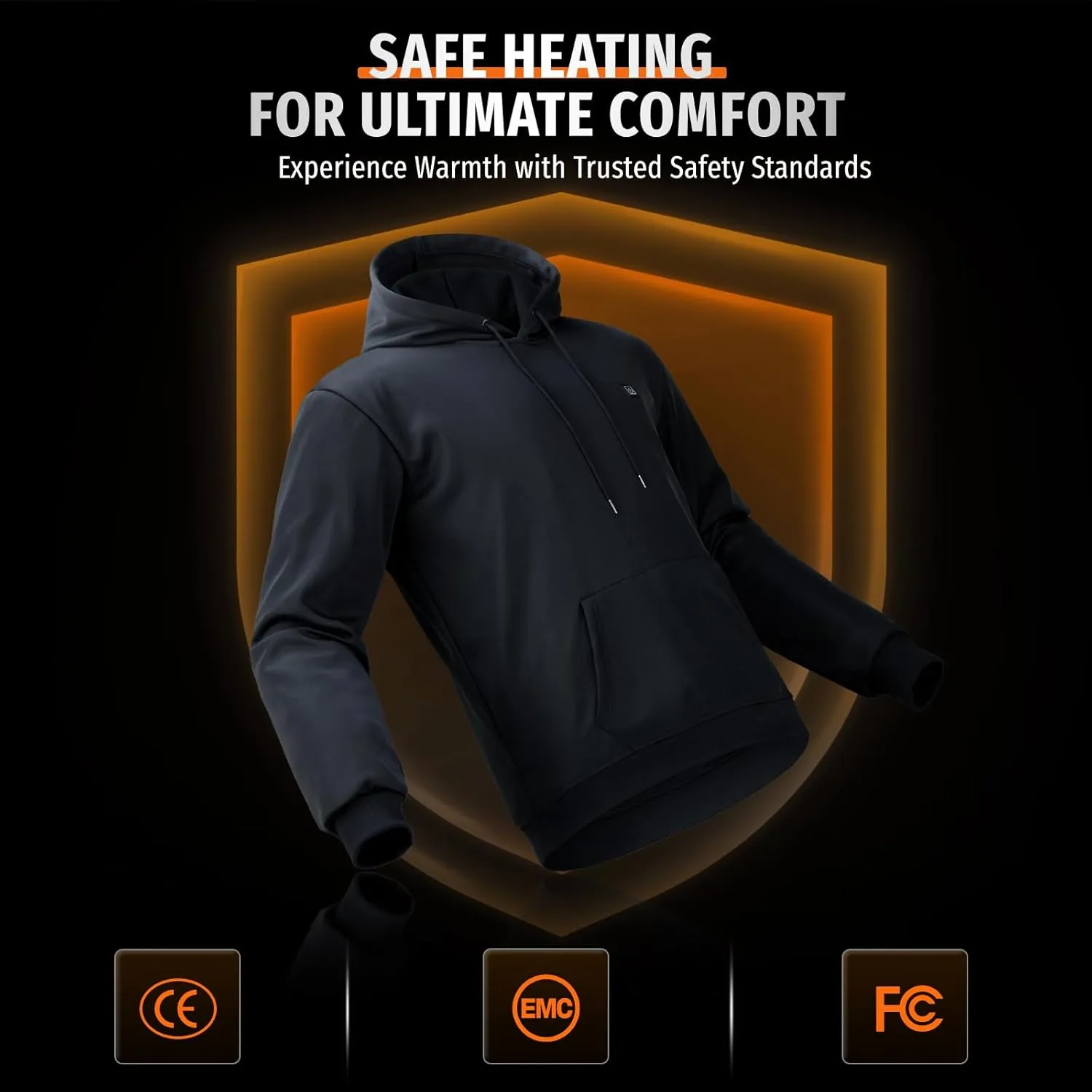 Heated Hoodie for Men with Battery Pack, Electric Heating Sweatshirt, Winter Thermal Pullover Sweater, 20000mAh