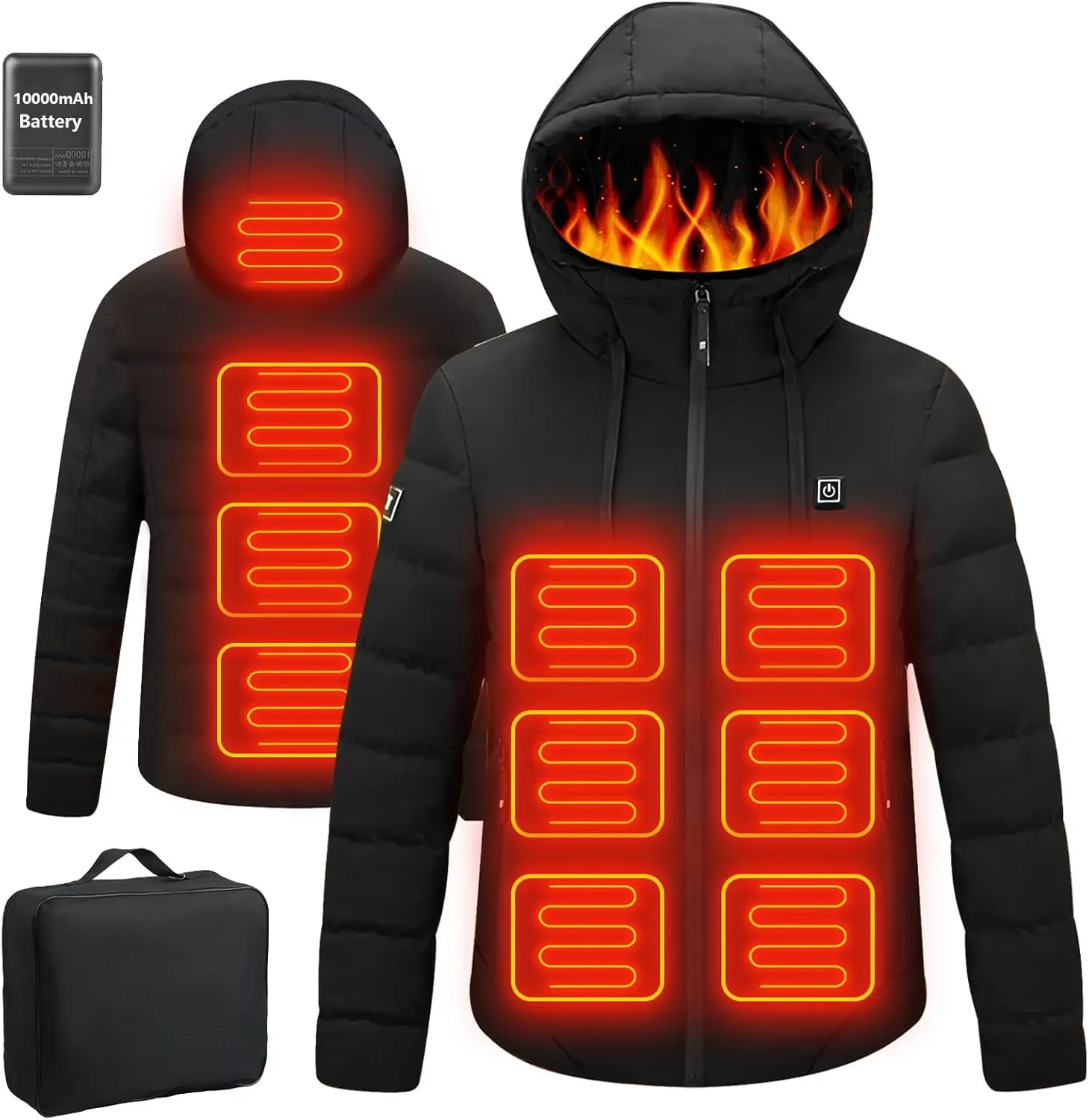 Heated Jackets for Men Women with Battery Pack 10000mAh, Electric Heated Coat for Men Women Heating Coat Heat Jacket