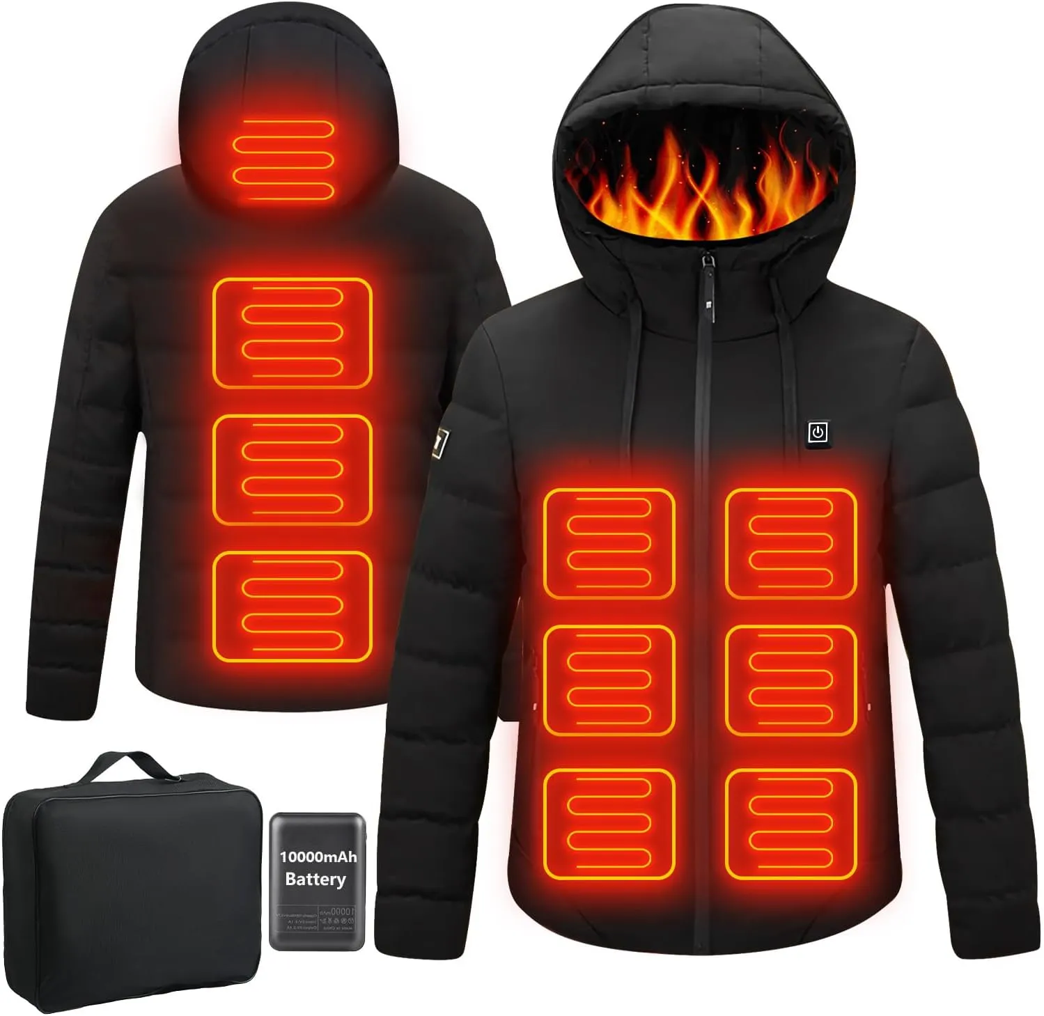 Heated Jackets for Men Women with Battery Pack 10000mAh, Electric Heated Coat for Men Women Heating Coat Heat Jacket