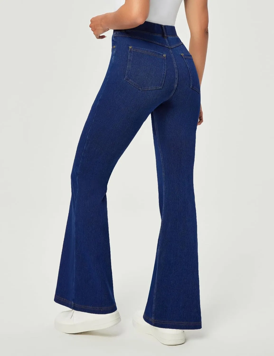 Heathyoga Flare Jeans for Women Trendy Stretchy Bell Bottom Jeans for Women Pull on Jeggings Tummy Control with Pockets