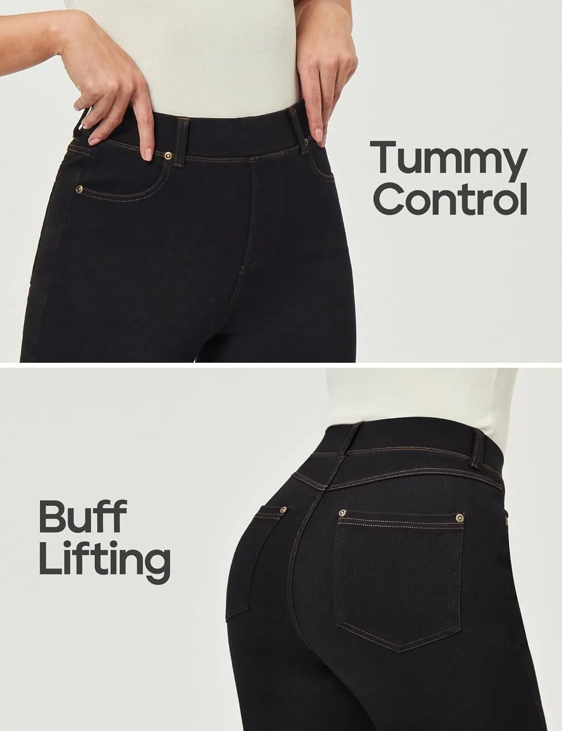 Heathyoga Flare Jeans for Women Trendy Stretchy Bell Bottom Jeans for Women Pull on Jeggings Tummy Control with Pockets