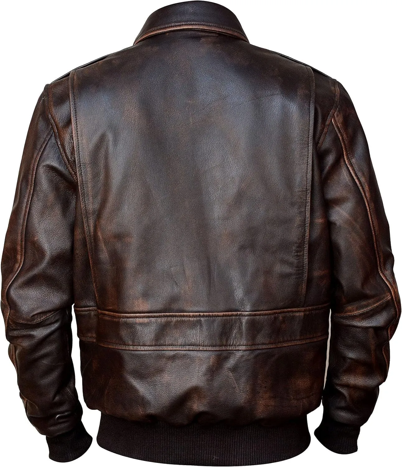 Hide & Seek Mens A2 Aviator Air Force Cockpit Vintage Bomber Military Flight Pilot WWII Distressed Real Leather Jacket