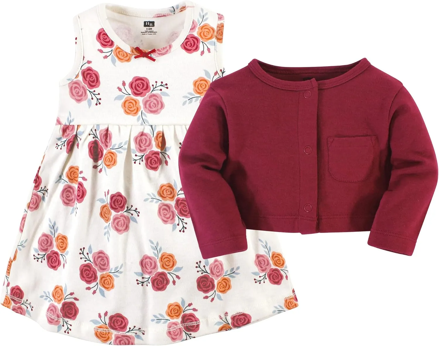 Hudson Baby Baby Girls' Cotton Dress and Cardigan Set